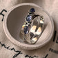 Trendy tanzanite cross silver band ring