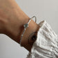 Boho Silver Bangle with Aquamarine Gemstone