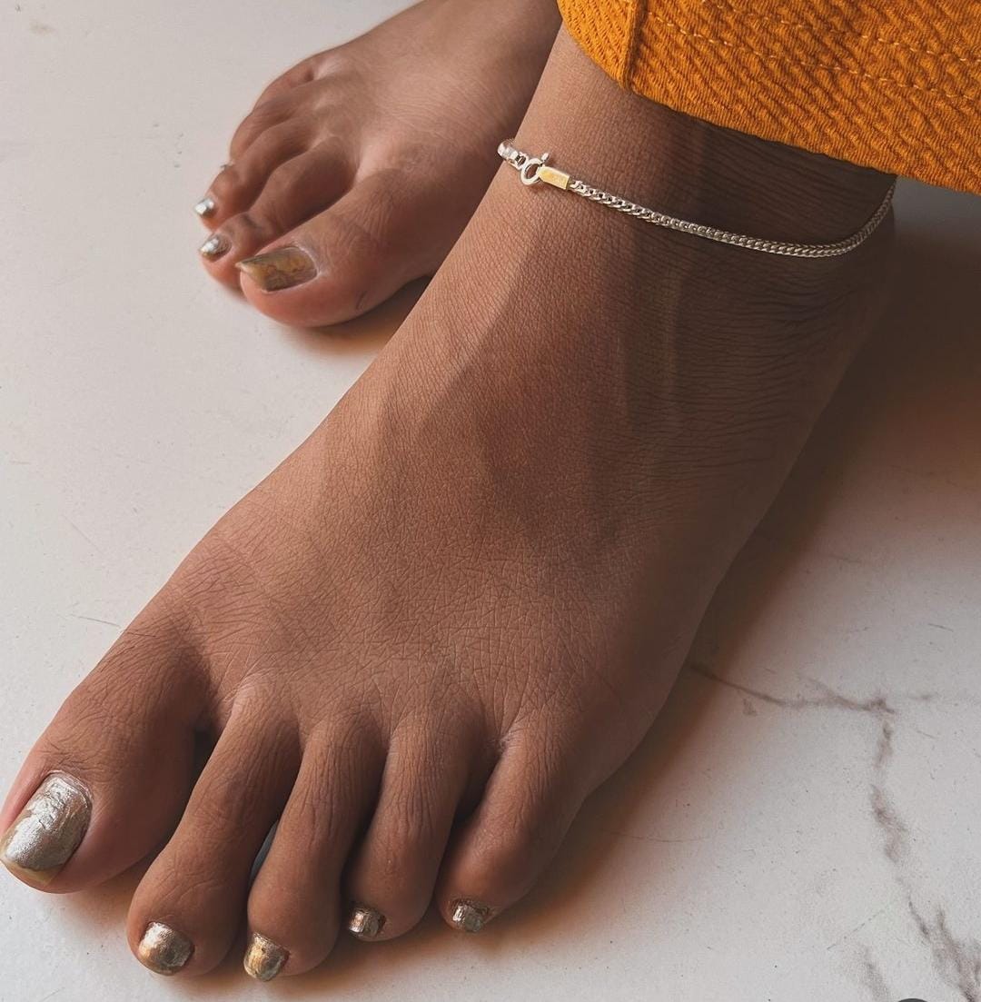 Sterling Silver 925 Fox Tail Chain Anklet