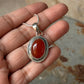925 Sterling Silver Carnelian Oval Handcrafted One of a Kind Statement Pendant