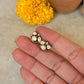 925 Sterling Silver Gold Plated Moissanite Polki Studs Earrings
