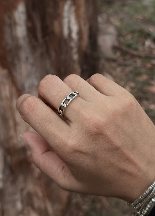 925 Sterling Silver Half Cuban Link Unisex Band Ring