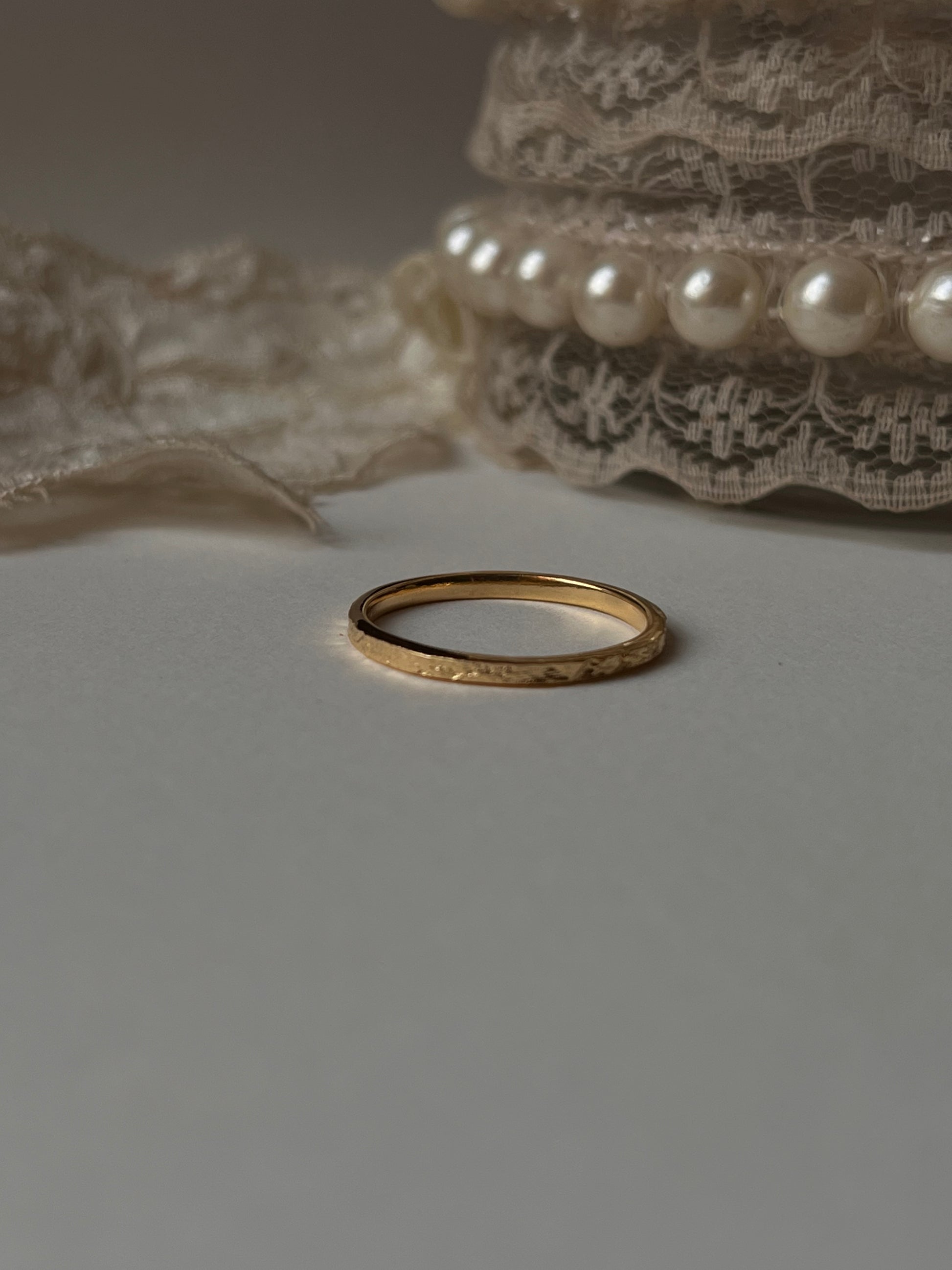 Gold Vermeil Textured Stack Band for Layering