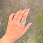 925 Sterling Silver Geode Detailed Peridot, White Topaz Rustic Statement Ring