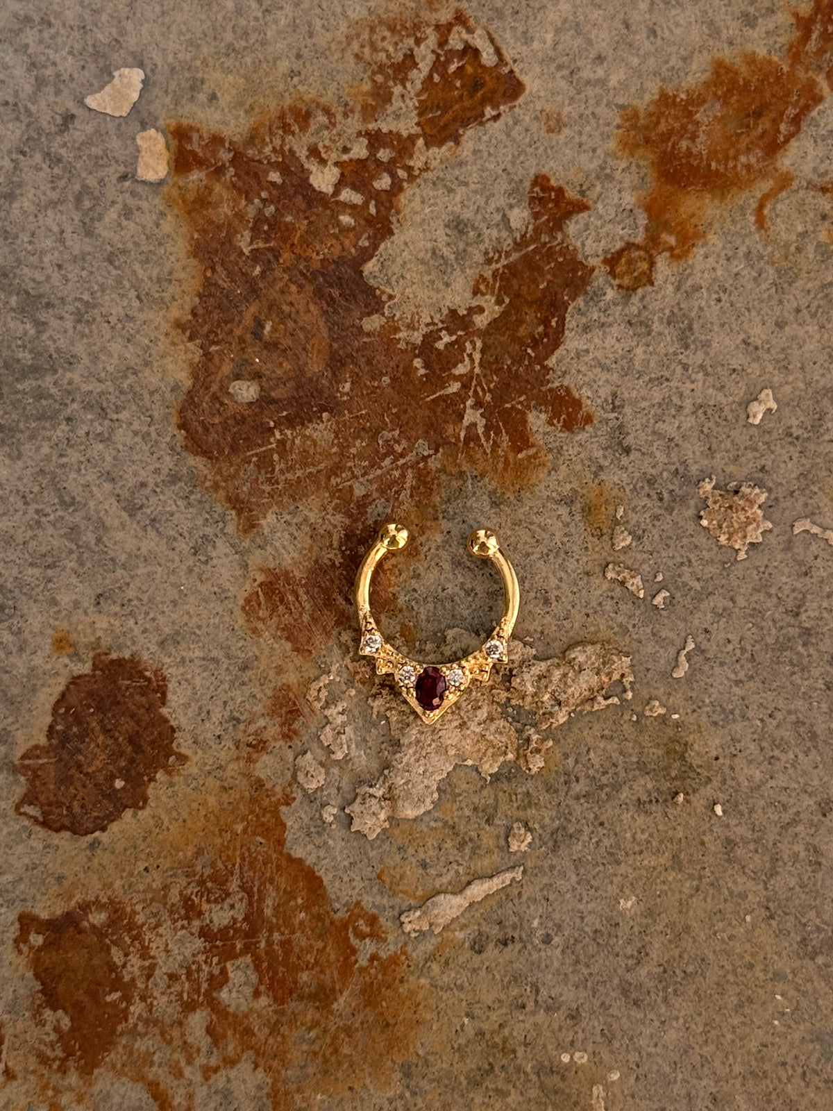 925 Sterling Silver Gold Vermeil Pink Cz Septum Clip ons