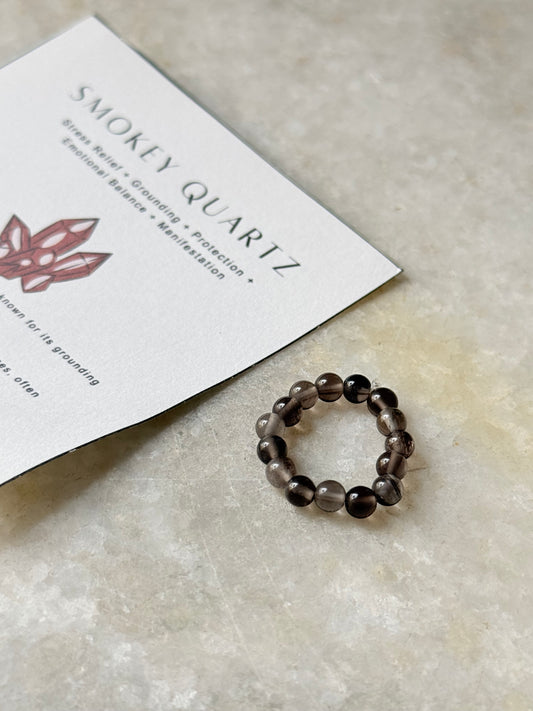 Natural Crystal Smokey Quartz 4mm Stretchy Rings