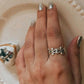 Chic Tribey silver ring with tribal patterns