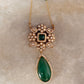 Bridal 925 Sterling Silver Gold Plated Green Onyx and Antique Moissanite Polki Necklace