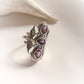 Handmade Amethyst 3 Stone Silver Statement Ring