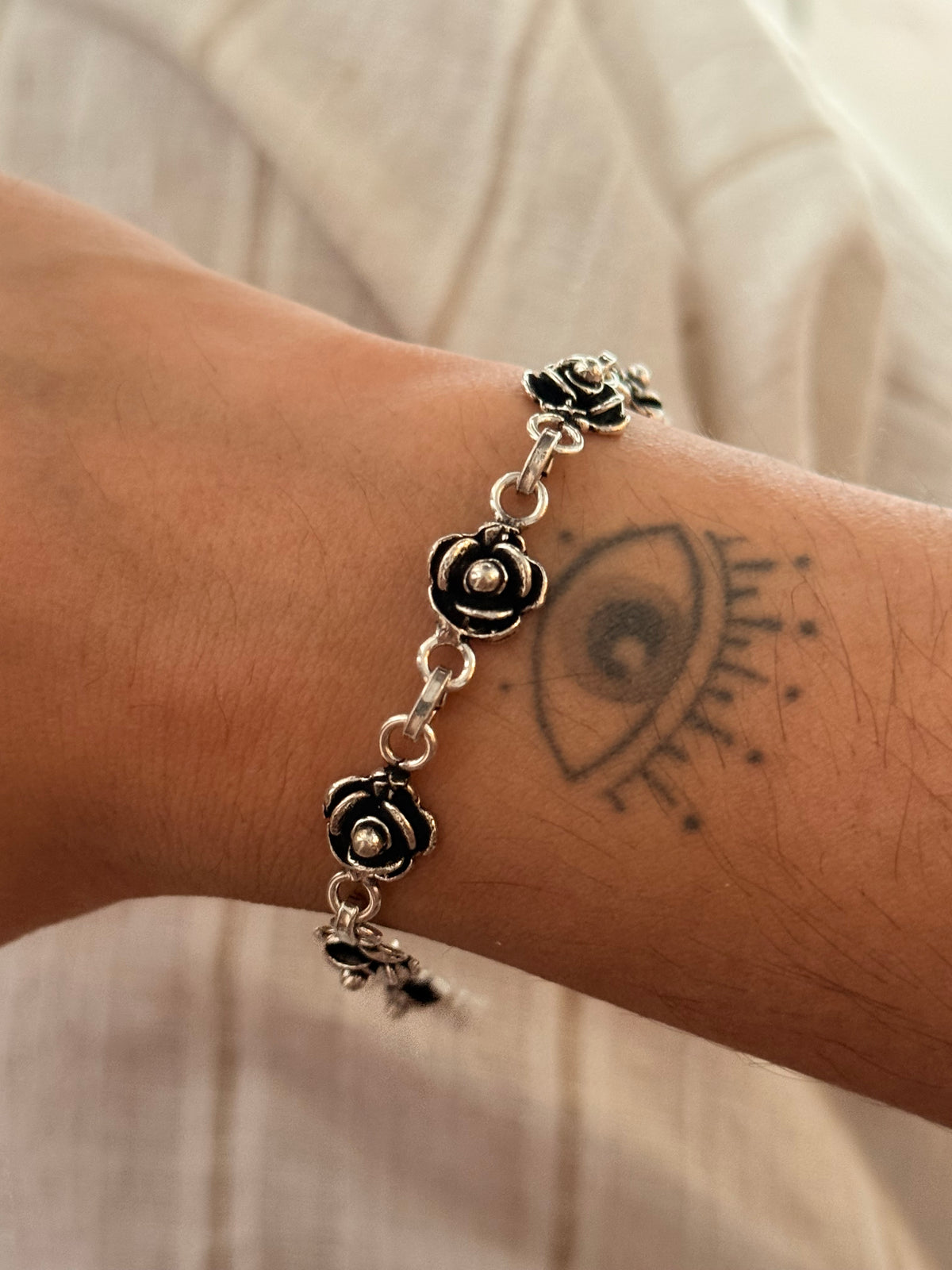 925 Sterling Silver Antique Rose Bracelet