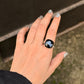 925 Sterling Silver Black Onyx Square Prong Setting Contemporary Style Ring