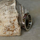 925 Sterling Silver Natural Multi Tourmaline Faceted Eternity Black Band Ring