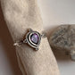 Chic Amethyst Pear Cut Silver Ring with Boho Detailing