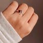 Adjustable Silver Crescent Moon Ring with Amethyst Gemstone 