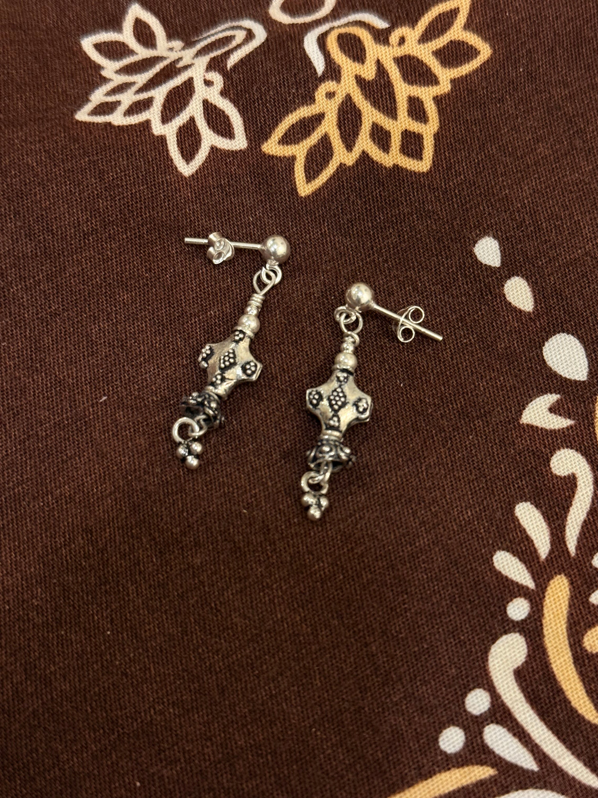 925 Sterling Silver Handcrafted Tribal Rawa Mandali Earrings