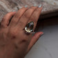 925 Silver Ring with Green Amethyst Pear Cut Gemstone