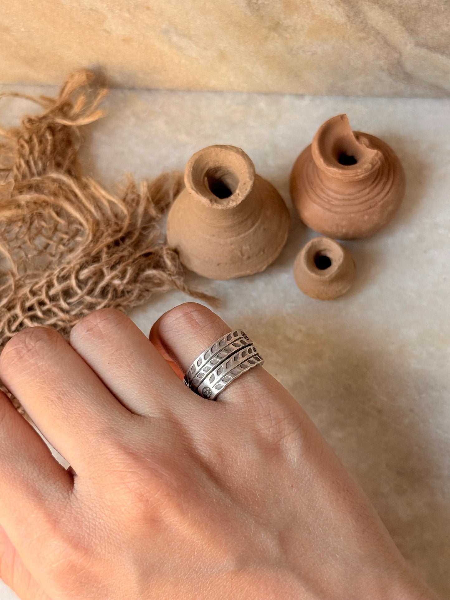 925 Sterling Silver Bohemian Hill Tribe Handcrafted Adjustable Ring