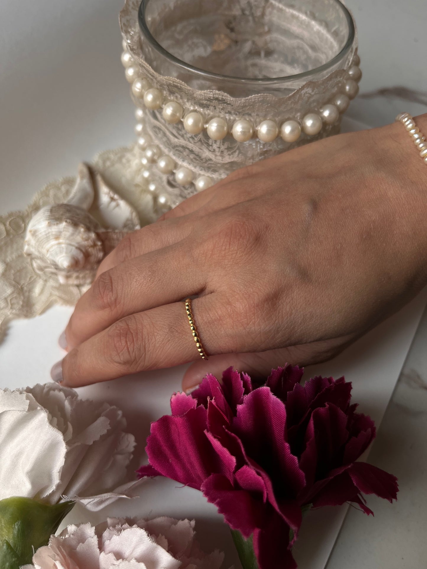 Gold Vermeil Stackable Ring with Textured Detail