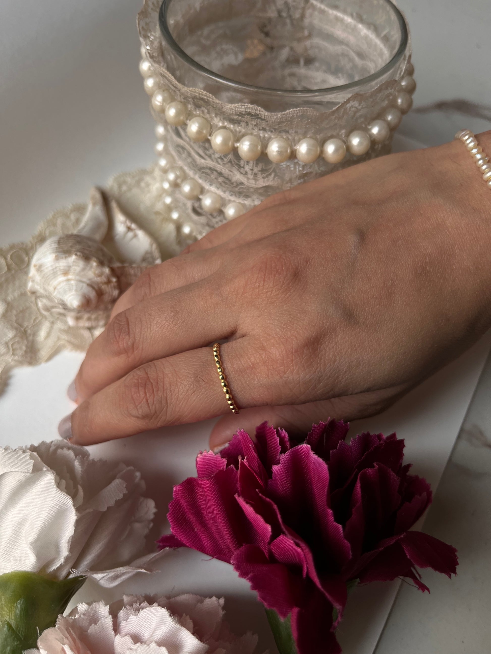 Gold Vermeil Stackable Ring with Textured Detail