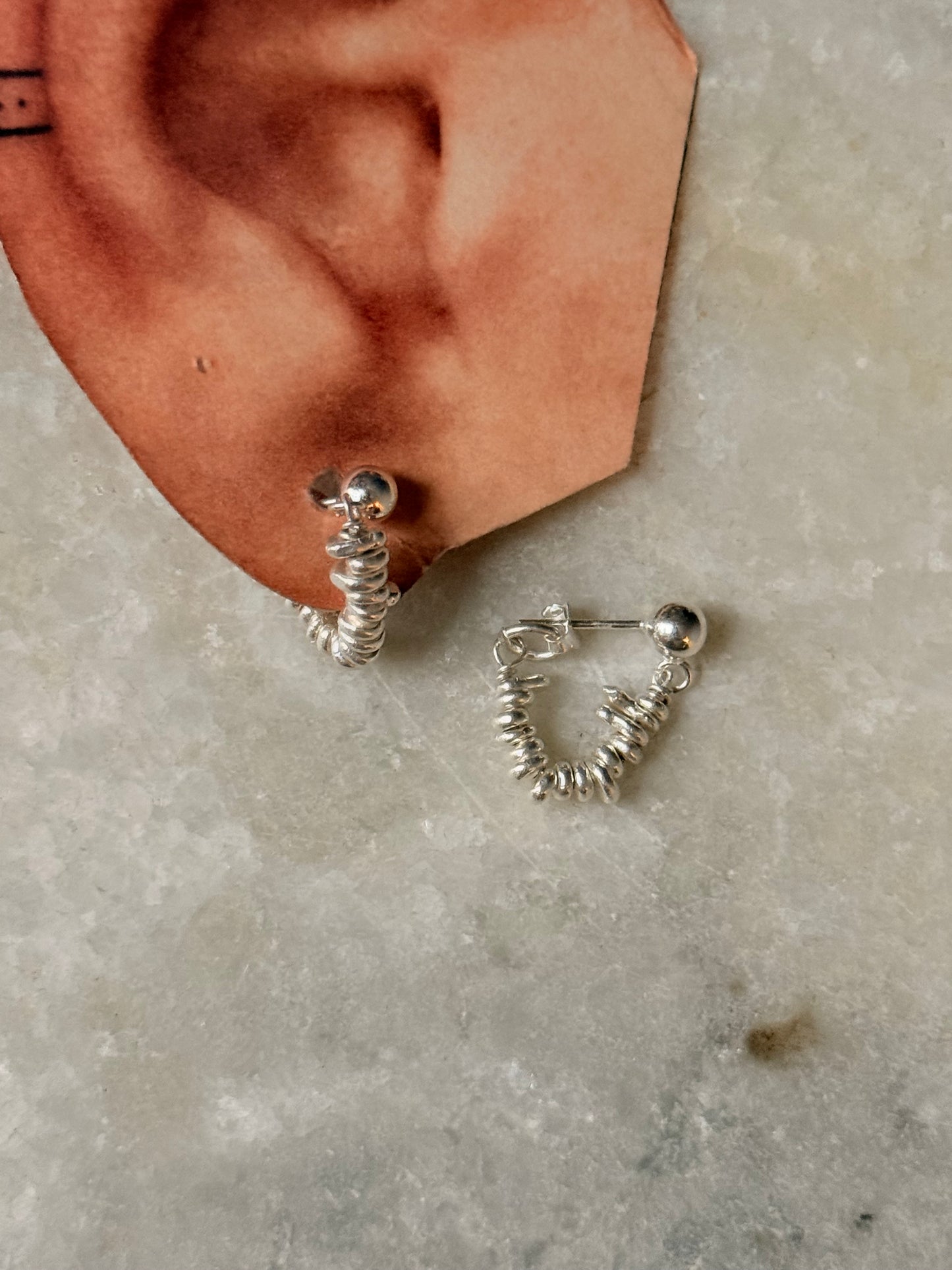 925 Sterling Silver Hill Tribe Molten Silver Beads Handcrafted Chunky Connector Studs