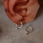 925 Sterling Silver Star Charm Italian Hoops