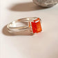 Stylish rectangular carnelian ring with polished silver setting