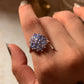925 Sterling Silver Natural Tanzanite Faceted Big Flower Statement Ring