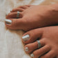 925 pure silver toe ring with tribal leaf dot design