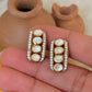 925 Sterling Silver Gold Plated Moissanite Polki Studs Earrings