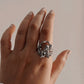 Handcrafted fairy in forest silver ring with enchanting, nature-driven design