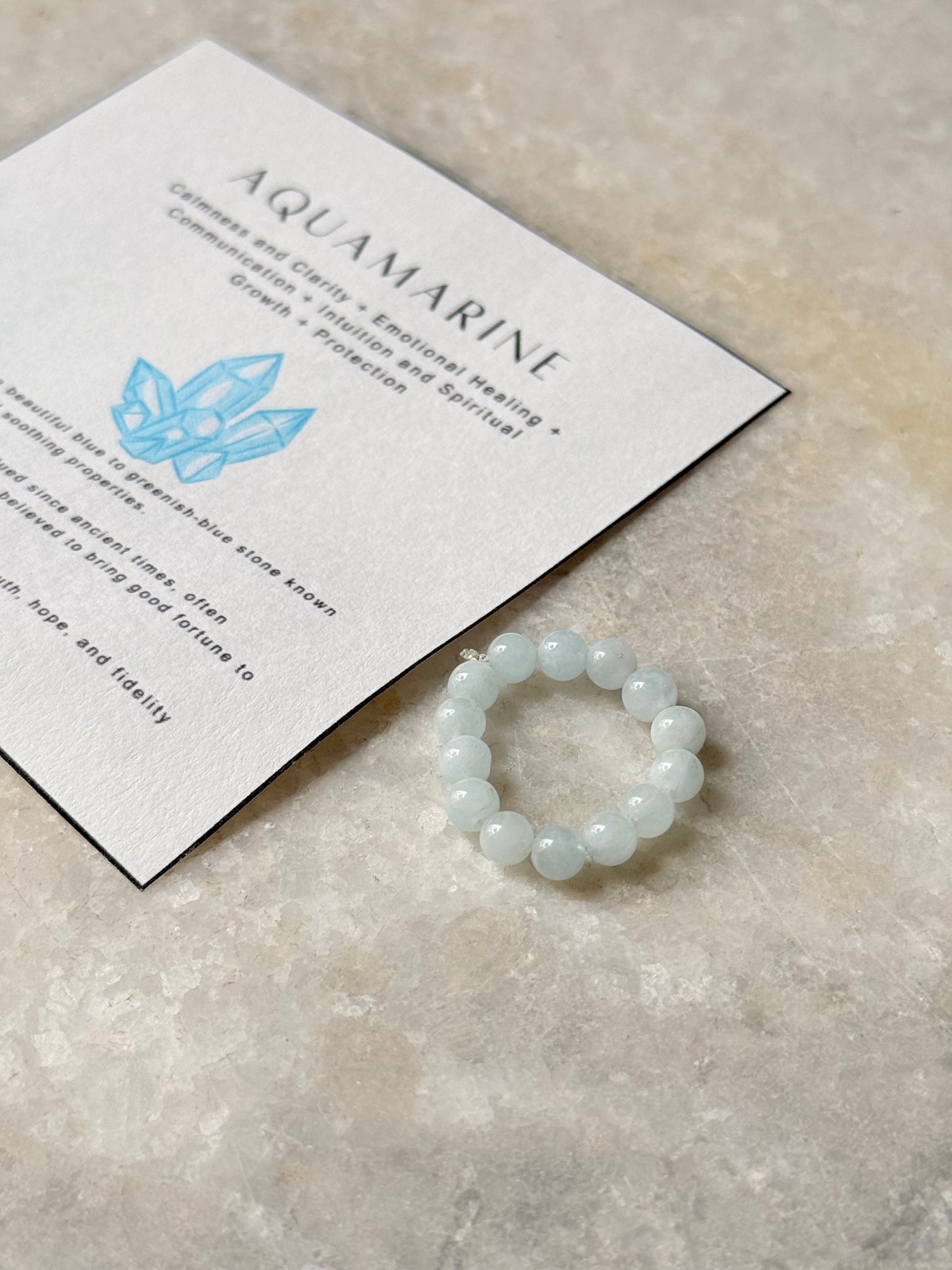 Natural Crystal Aquamarine 4mm Stretchy Rings