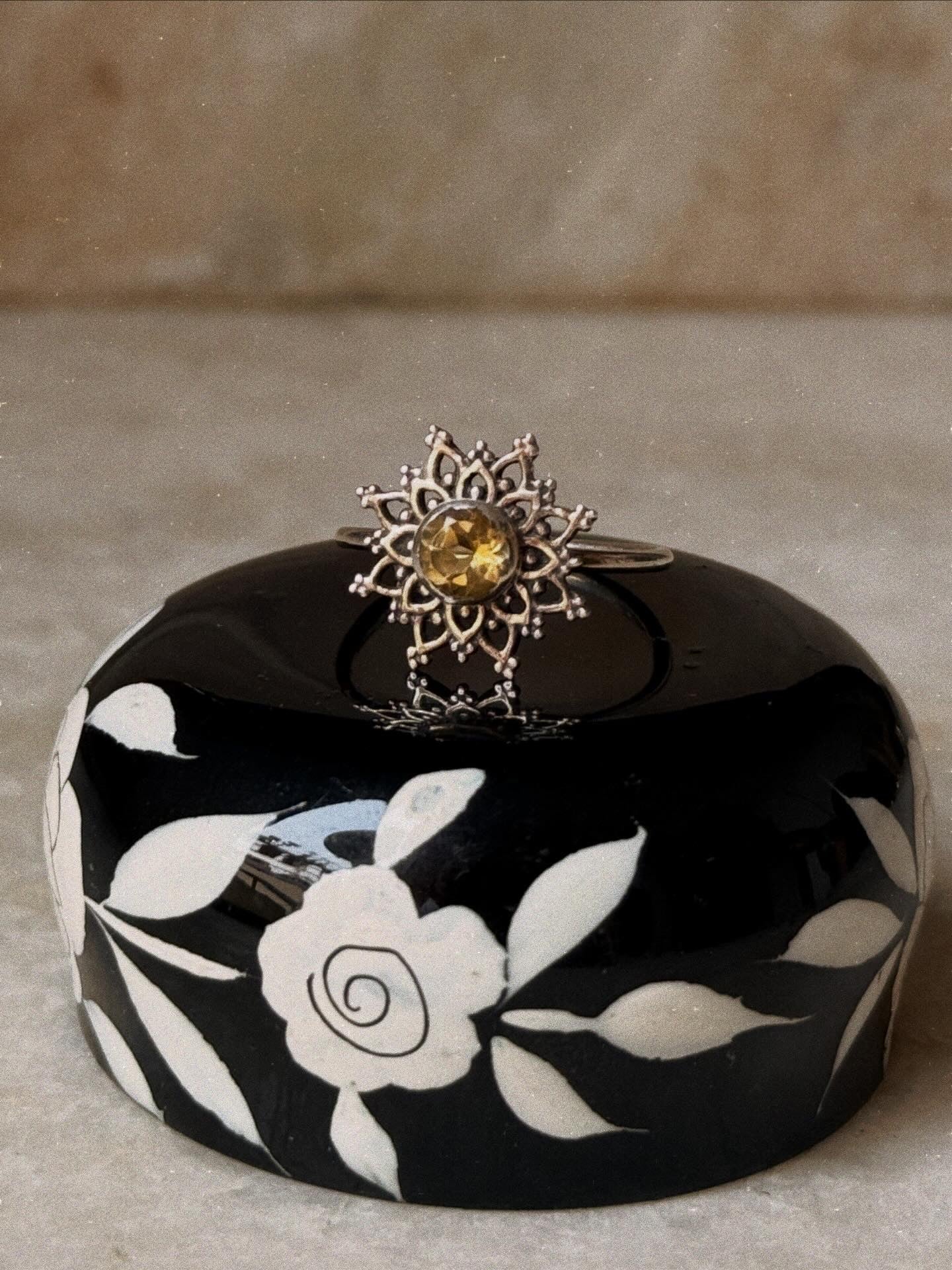 Citrine Mandala 925 Sterling Silver Ring