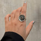 925 Sterling Silver Labradorite & CZ Flower Ring
