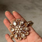 Handcrafted 925 Sterling Silver Gold Plated Antique Moissanite Polki Statement Cuff Bracelet 