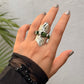 925 Sterling Silver Green Tourmaline Raw Uncut Molten Textured Statement Handcrafted Ring