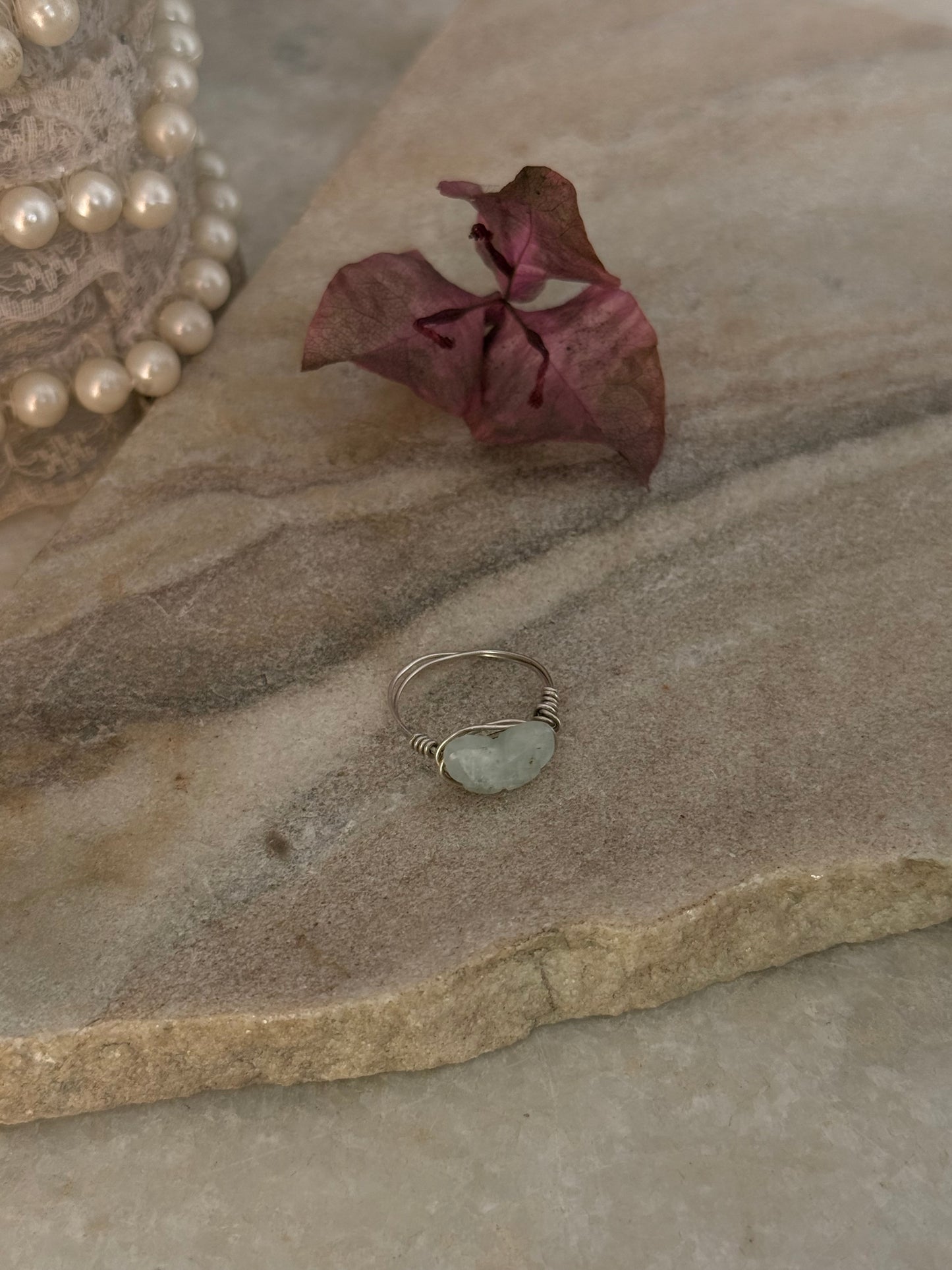 925 Sterling Silver Aquamarine Butterfly Wire Wrapped Handcrafted Ring