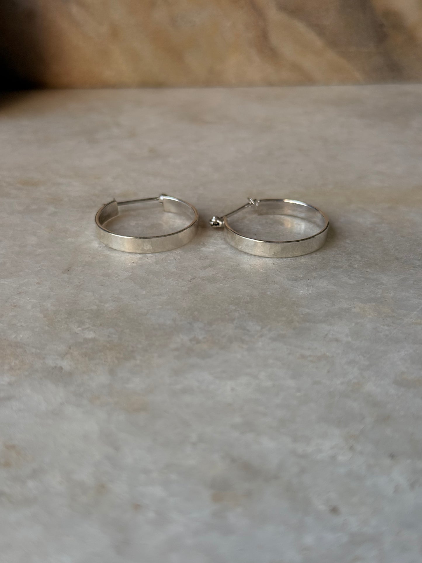 925 Sterling Silver Chunky Italian Rectangular Hoops