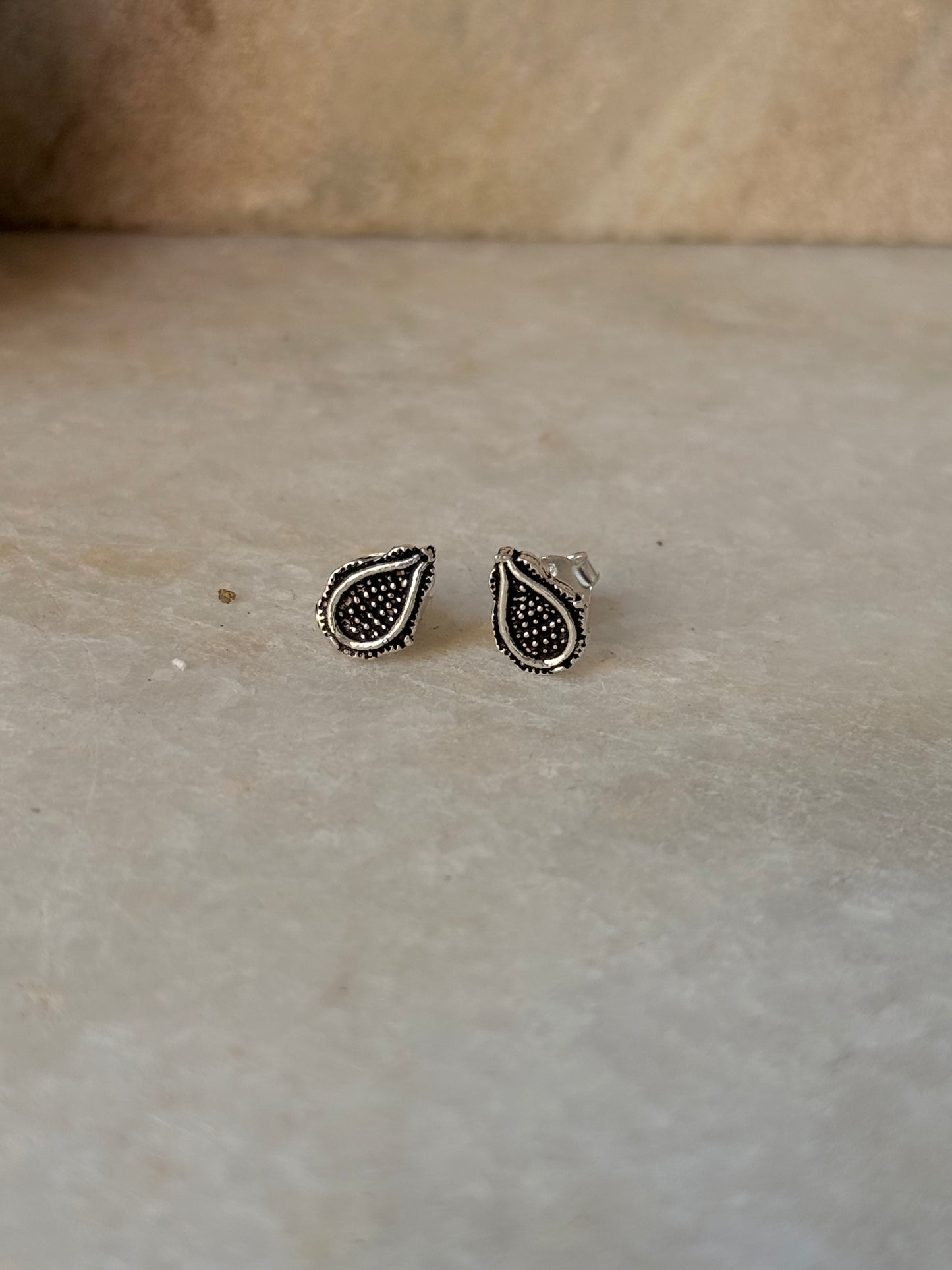 925 Sterling Silver Antique Plain Oxidised Boho Studs Earrings