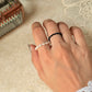 Natural Crystal Stretchy Fresh Water Pearl & Black Spinel Rings