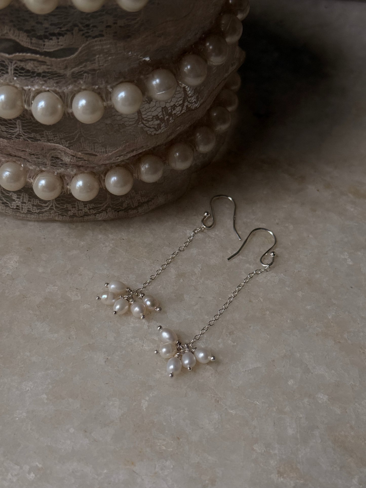 925 Sterling Silver Fresh Water Pearls Jhumki Charms Handcrafted Hook Earrings