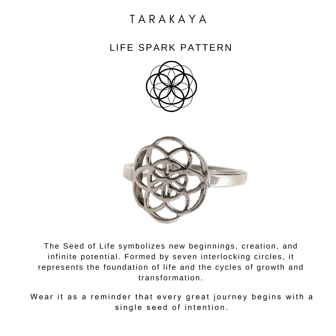 925 Sterling Silver Seed Of Life Boho Ring