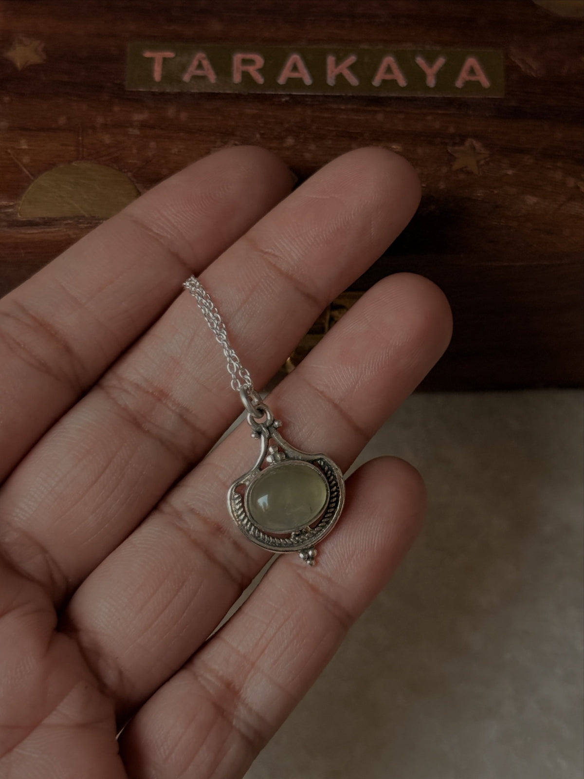 925 Sterling Silver Prehnite Boho Rawa Handcrafted Necklace