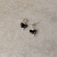 925 Sterling Silver Black Jasper Pearl Butterfly Crystal Studs Earring