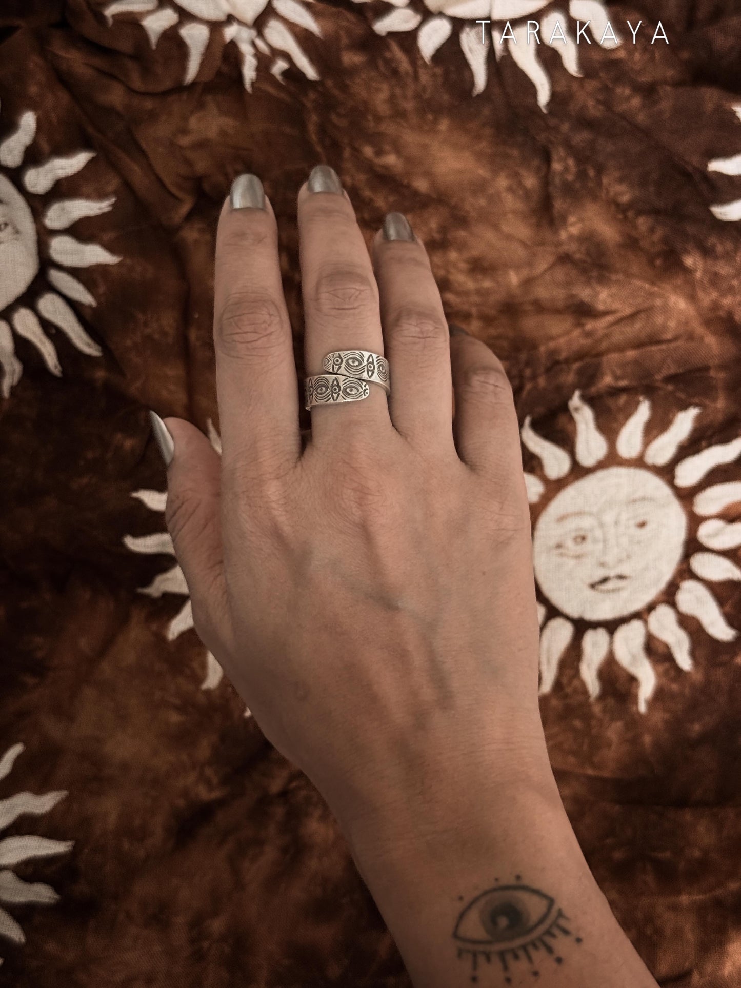 925 Sterling Silver Bohemian Evil Eye For Wander Hill Tribe Handcrafted Adjustable Ring