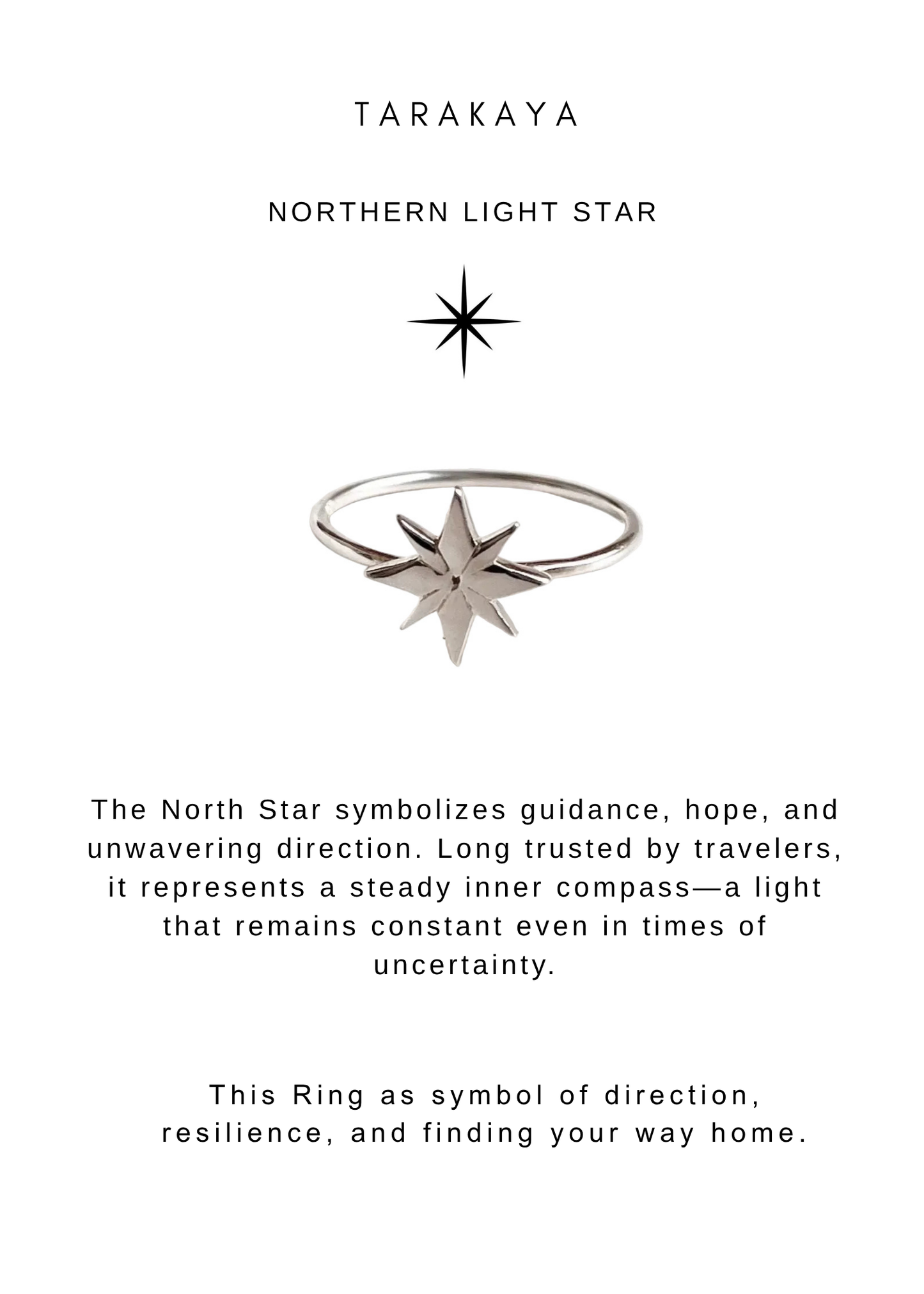 925 Sterling Silver North Star Boho Ring