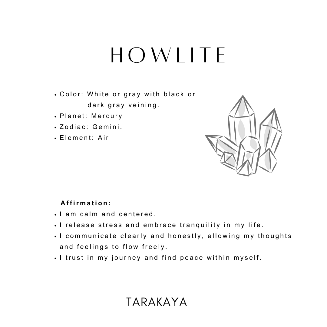 White howlite gemstone charm with silver detailing  