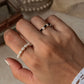 Natural Crystal Stretchy Fresh Water Pearl & Black Spinel Moonstone Rings