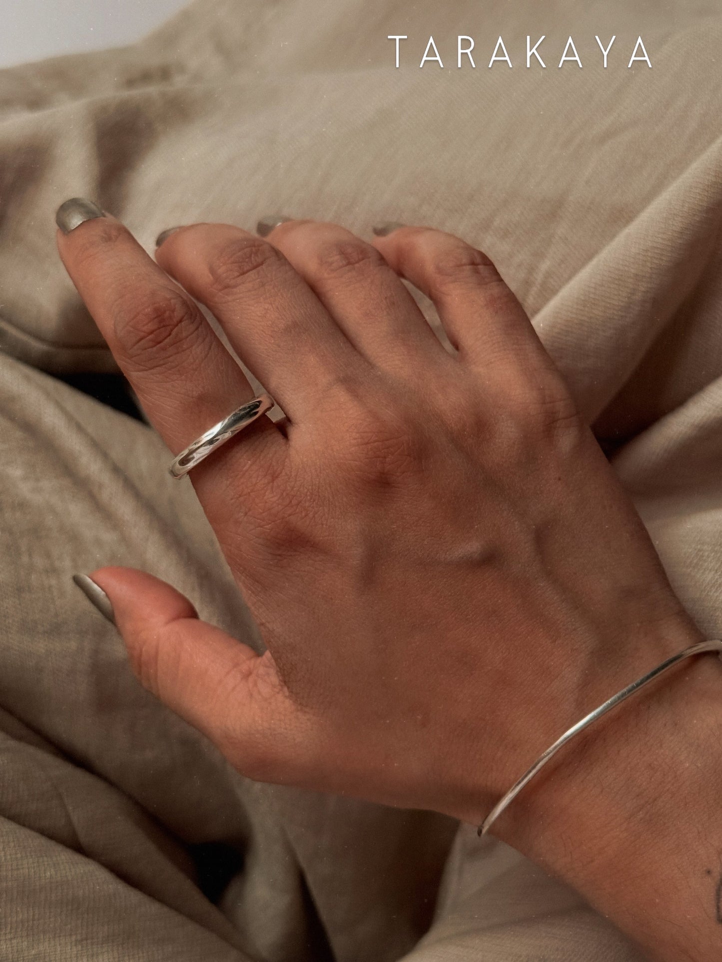 925 Sterling Silver Thick Molten Textured Stack Band Unisex Ring