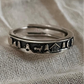 Forest, Reindeer, Moon, and Cottage Adjustable Silver Ring