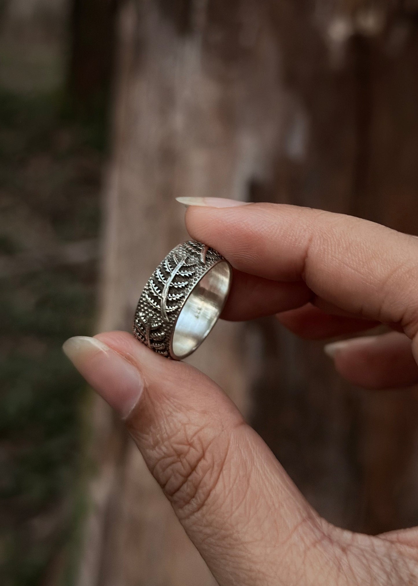 925 Sterling Silver Forest Fern Band Ring